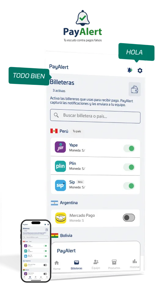 PayAlert confirma los pagos por Yape, Plin y Sip